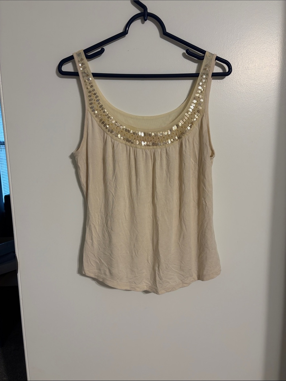 Bandolino Cream Sequin Scoop Neck Camisole